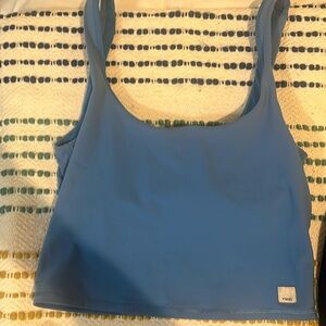 Vuori small blue tank top with cami bra inside
